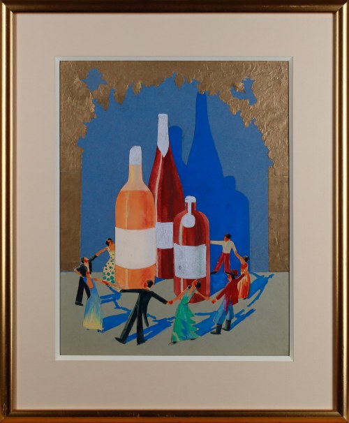 Taniec wokół trunków, ilustracja reklamowa, lata 20. / 30. XX w., Władysław Łopuszniak
