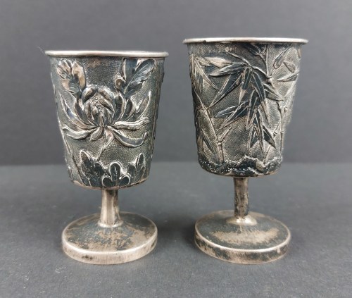 Kieliszki, srebro pr. 900, Hongkong, lata ca. 1885-1935, Wang Hing