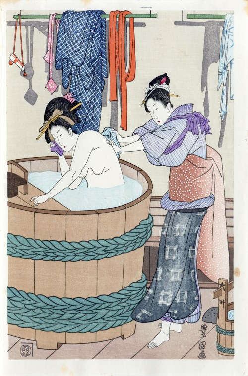 Kąpiel w łaźni, cz.2, wyd. Yamada Shoin, Tokio/Japonia, okres Showa, ok. 1960 r., Utagawa Toyokuni
