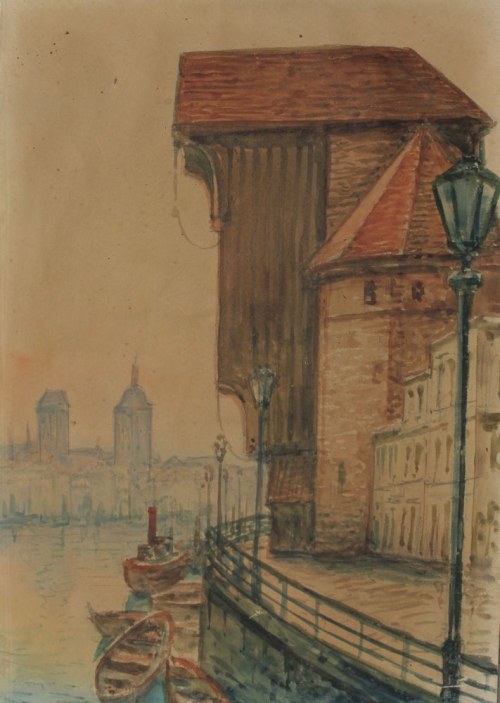 Żuraw nad Motławą, 1945, Józef Galewski