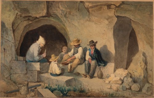 Scena z obiadem na wsi, 1872 r., Giuseppe Moricci