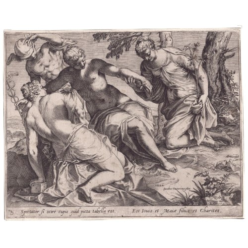 Merkury i trzy gracje, wg Jacopo Tintoretto, 1589 r., Agostino Carracci