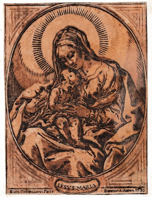 Dziewica z Dzieciątkiem po lewej stronie, według Guido Reni, Giovanni Battista Coriolano
