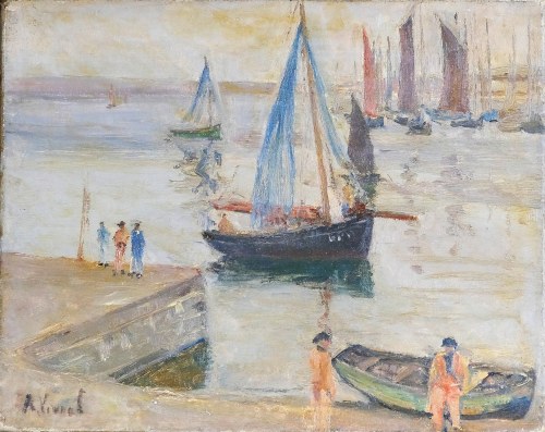Łodzie w porcie na południu Francji, ok 1930, André Léon Vivrel