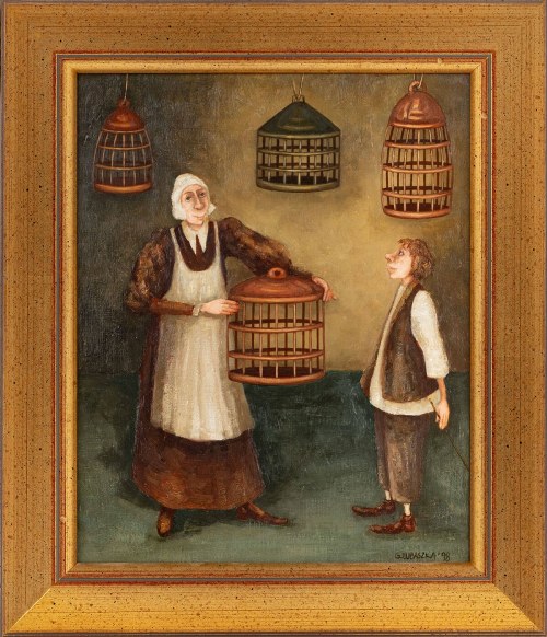 Sprzedawczyni klatek, 1998, Grażyna Lubaszka