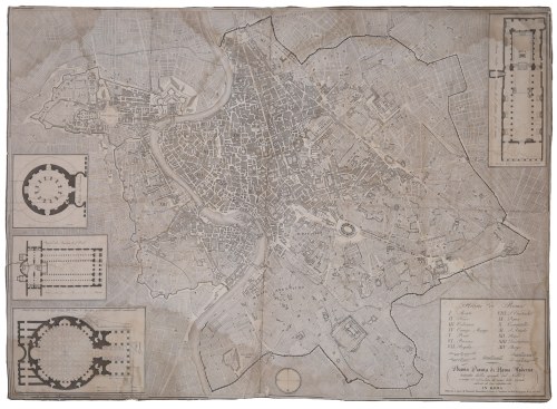 Plan Rzymu, (tyt.oryg.: „Nuova pianta du Roma moderna”, 1816, Giovanni Battista Nolli