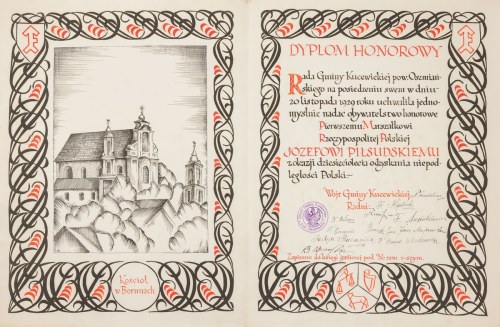 1929, DYPLOM HONOROWY DLA JÓZEFA PIŁSUDSKIEGO