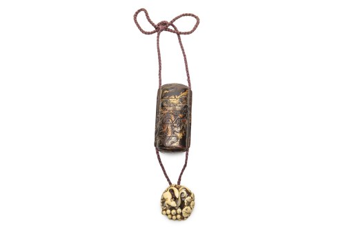 XIX WIEK, OKRES MEIJI), INRŌ Z MOTYWEM SMOKA I NETSUKE