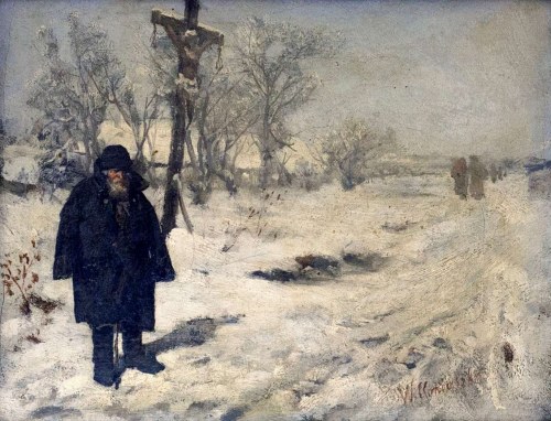 Dziad przy drodze koło krzyża, Wacław Koniuszko