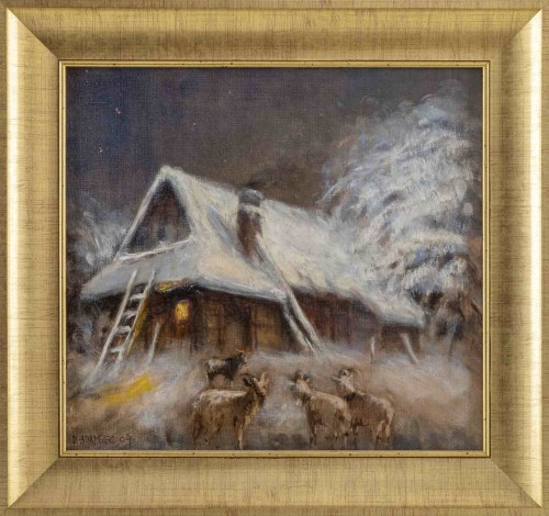 Zimowa chata z kozami, 2004, Dorota Falkowska-Adamiec