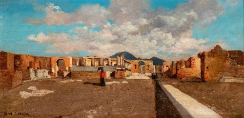 Pejzaż z ruinami Pompejów, Giuseppe Laezza