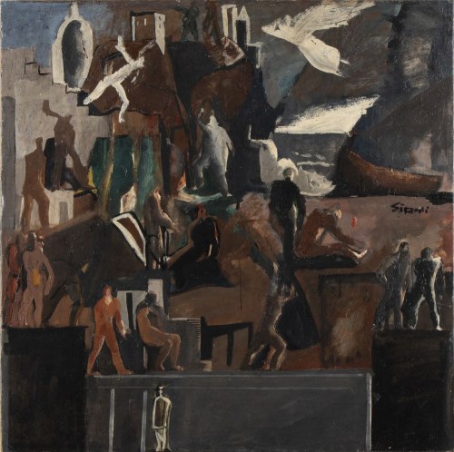 Studium do zniszczonej pracy "Le opere e i giorni" na Triennale w Mediolanie w 1933 roku, 1933 ok., Mario Sironi