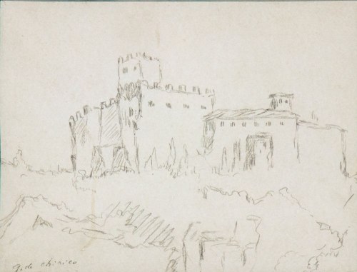Pejzaż z zamkiem, koniec 1950 r., Giorgio de Chirico