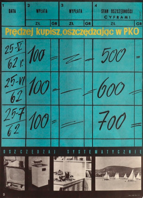 Prędzej kupisz, oszczędzając w PKO. Oszczędzaj systematycznie, 1962, Karol Śliwka