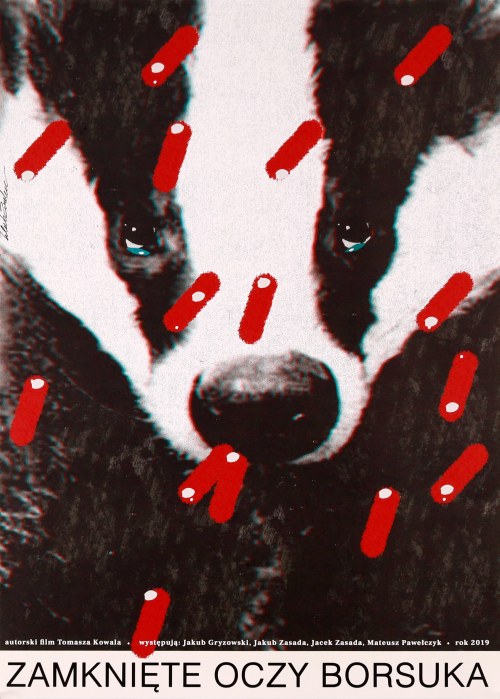 Zamknięte oczy borsuka, 2019. Plakat z autografem., Jakub Zasada