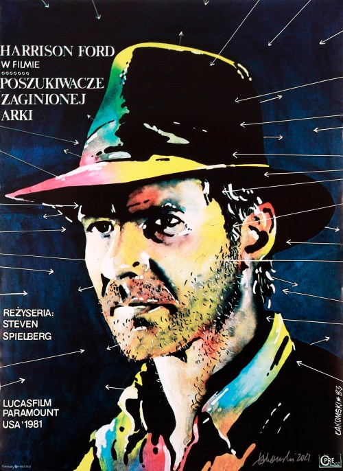 Poszukiwacze zaginionej arki. Plakat sygnowany przez autora, Łakomski 2021, Mirosław Łakomski