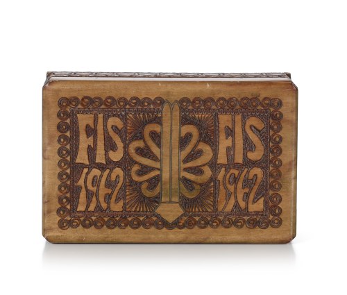 1962, Drewniana szkatułka "FIS Zakopane"